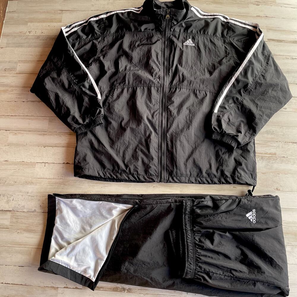 Adidas Black Tracksuit Jogger Set Jacket Pants sz XL C101348